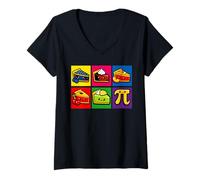 Femme Pop Art Happy Pi Day Mars 14 Mars Drôle Math Art Professeur T-Shirt avec Col en V