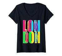 Femme Pop Art London T-Shirt avec Col en V