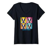Femme Pop Art Style Frenchie Oncle T-Shirt avec Col en V