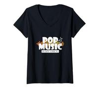 Femme Pop Music is My Drug R'n'B Singer Stars T-Shirt avec Col en V