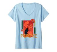 Femme Popeye The Sailor Man, Bande dessinée rétro Forte et intrépide T-Shirt avec Col en V