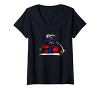 Femme Poppy Playtime Huggy Wuggy Texte Japonais T-Shirt avec Col en V