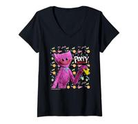 Femme Poppy Playtime Kissy Missy Smile T-Shirt avec Col en V
