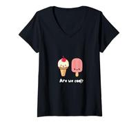 Femme Popsicle à la crème glacée Punny Summer Vacation Are We Cool Retro T-Shirt avec Col en V