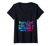 Femme Popular on The Internet Influenceur de mèmes viraux T-Shirt avec Col en V