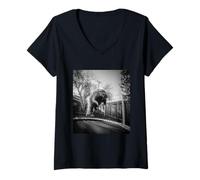 Femme Porc-épic Amusant sautant sur Le Trampoline, Amoureux des Animaux T-Shirt avec Col en V