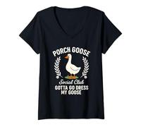 Femme Porche Goose Social Club Funny Farm Bird Animal Lover Design T-Shirt avec Col en V