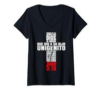 Femme Porque de tal manera amo Dios - Messajes Biblicos Cristianos T-Shirt avec Col en V