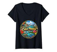 Femme Port de croisière Colon Panama Amérique Centrale T-Shirt avec Col en V
