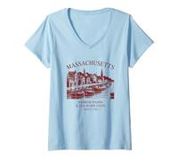 Femme Port du Massachusetts et Éléments Marins Depuis 1788 T-Shirt avec Col en V