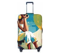 Femme portant des lunettes de soleil assise élastique voyage bagages couvre anti-poussière résistant aux rayures valise protecteur pour 55,9 à 61 cm