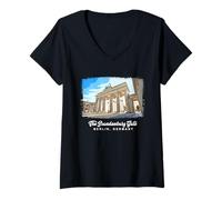 Femme Porte de Brandebourg Berlin Allemagne T-Shirt avec Col en V