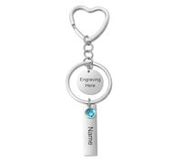 Femme Porteclés Cœur En Acier Inoxydable Personnalisable Porte Clés Pour Femme Mère Joyeux Anniversaire Pierre De Naissance Prénom Ou Date Cadeau Pour La Fête Des Mères Ou Un Anniversaire