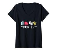 Femme Porter Nom de Chien personnalisé Porter Pet Lover T-Shirt avec Col en V