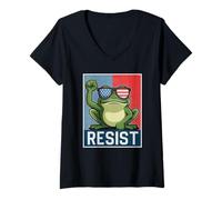 Femme Portland Frog Resist Protest on NO Kings Day T-Shirt avec Col en V