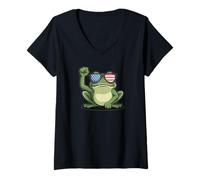 Femme Portland Frog Subtle Protest on NO Kings Day T-Shirt avec Col en V