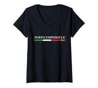 Femme Porto Empedocle Italie T-Shirt avec Col en V