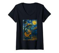 Femme Porto Rico Van Gogh Taino Coqui Fière Jibaro Yo Soy Boricua T-Shirt avec Col en V