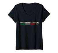 Femme Porto Santo Stefano Italie T-Shirt avec Col en V