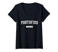 Femme Portofino Italie Vintage T-Shirt avec Col en V