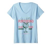 Femme Portofino Life Is Better Riviera italienne, Ligurie, Italie T-Shirt avec Col en V