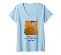 Femme Portrait d'Adele Bloch-Bauer avec Lunettes de Soleil Gustav Klimt T-Shirt avec Col en V