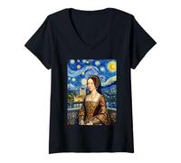 Femme Portrait d'Anne Boleyn T-Shirt avec Col en V