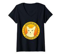 Femme Portrait de Chat Bleu Russe T-Shirt avec Col en V