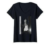 Femme Portrait de Cher J'Ai trouvé Quelqu'un Era Moonstruck 1987 T-Shirt avec Col en V