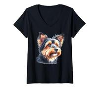 Femme Portrait de chien Cairn Terrier T-Shirt avec Col en V