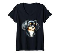 Femme Portrait de Chien épagneul Anglais T-Shirt avec Col en V