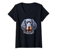 Femme Portrait de Chien Gordon Setter T-Shirt avec Col en V