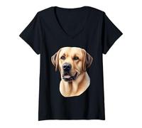 Femme Portrait de Chien Labrador Retriever T-Shirt avec Col en V