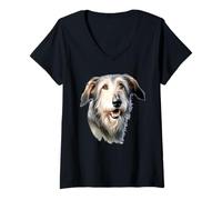 Femme Portrait de chien lévrier irlandais T-Shirt avec Col en V