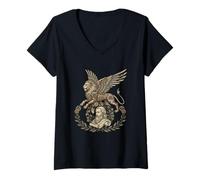 Femme Portrait de Da Vinci Man T-Shirt avec Col en V