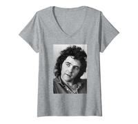 Femme Portrait de David Essex époque Or et Ivoire 1977 T-Shirt avec Col en V