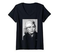 Femme Portrait de Debbie Harry Blondie, chanteuse de Call Me, Allan Ballard T-Shirt avec Col en V