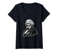 Femme Portrait de Frederick Douglass T-Shirt avec Col en V