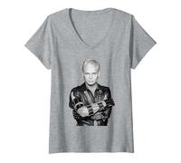 Femme Portrait de Gary Numan Warriors par Allan Ballard T-Shirt avec Col en V