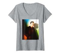 Femme Portrait de Jim Kerr Simple Minds par AJ Barratt T-Shirt avec Col en V