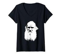 Femme Portrait de Léon Tolstoï T-Shirt avec Col en V