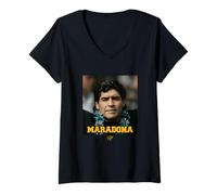 Femme Portrait de Maradona T-Shirt avec Col en V
