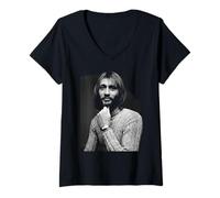 Femme Portrait de Maurice Gibb des Bee Gees 1970 T-Shirt avec Col en V