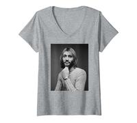 Femme Portrait de Maurice Gibb des Bee Gees 1970 T-Shirt avec Col en V