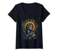 Femme Portrait de Saint Michel Archange T-Shirt avec Col en V