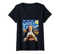 Femme Portrait de Thérèse d'Avila T-Shirt avec Col en V