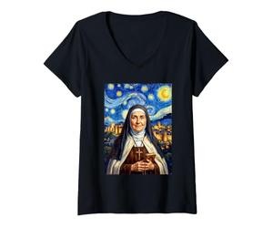 Femme Portrait de Thérèse d'Avila T-Shirt avec Col en V