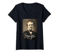 Femme Portrait d'Edgar Allan Poe T-Shirt avec Col en V