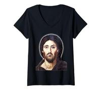 Femme Portrait d'icône de Jésus-Christ au monastère de Sainte-Catherine T-Shirt avec Col en V