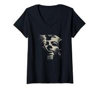 Femme Portrait égyptien du Roi Toutankhamon de l'Égypte Ancienne T-Shirt avec Col en V